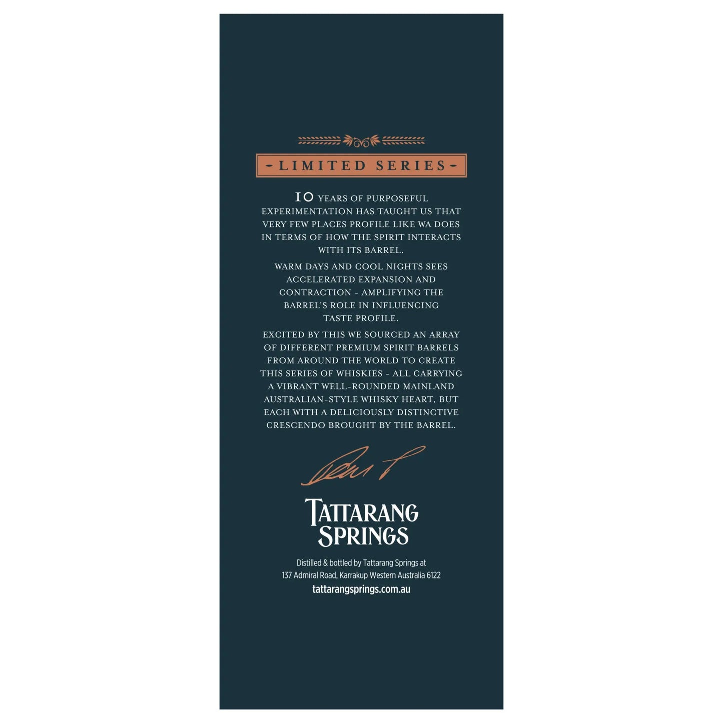Bourbon Barrel Whisky 700ml - Tattarang Springs